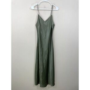 Pietro Brunelli Milano Size Small Satin Slip Dress Olive Long Maxi Dress Strappy